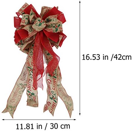 Nuobesty 1pc Christmas Bowknot, capota de árvore de Natal, arco grande 42x30cm, enfeites de guirlanda de arco de Natal, ornamento de arcos de chirstmas