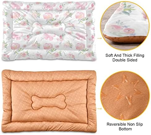 Kigai Pink Flowers Pet tapete de pet não deslizamento lavável cães leito de gato tapetes macios e confortáveis ​​para o sofá de piso da sala de estar com gaiola de gaiola 24 x 18 polegadas