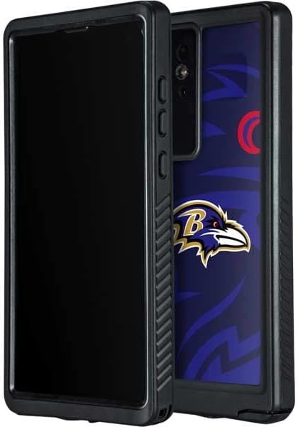 Caixa de telefone à prova d'água Skinit compatível com Samsung Galaxy S22 Ultra - NFL Baltimore Double Vision Design da NFL Ravens