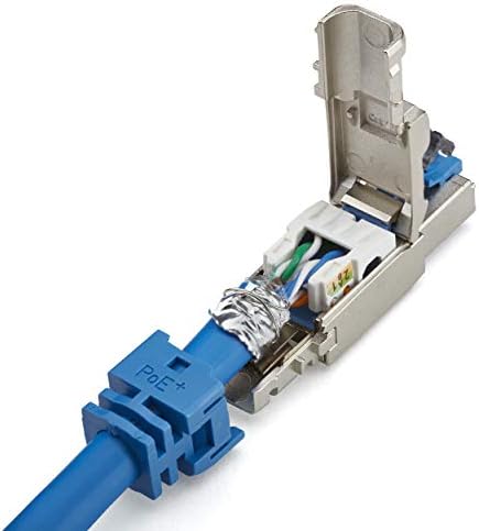 Truecable Cat6a Toolless Campo Plug, blindado, PoE ++, compatível com TAA, ANSI/TIA & ISO/IEC Certificado, CE listado, conector masculino modular RJ45, 12 pacote de 12 pacote