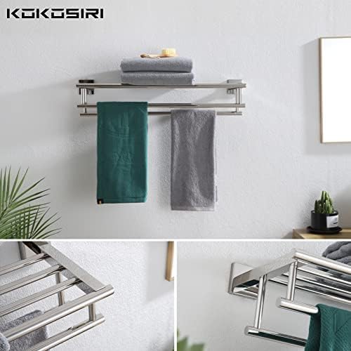 Kokosiri Rack de toalha de banho de 24 polegadas com barras de toalhas duplas Banheiro Toalha de toalha de papel higiênico Rolo do vaso