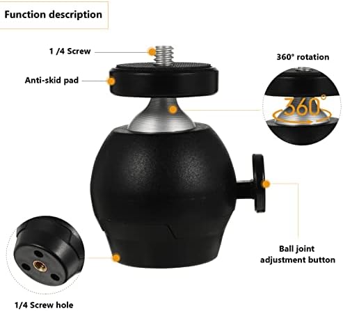 Solustre Tripod Mini Ball Cabeça Tripé Monta de cabeça- Chefe de metal 360 ° Pan 90 ° Montagem de tripé de inclinação