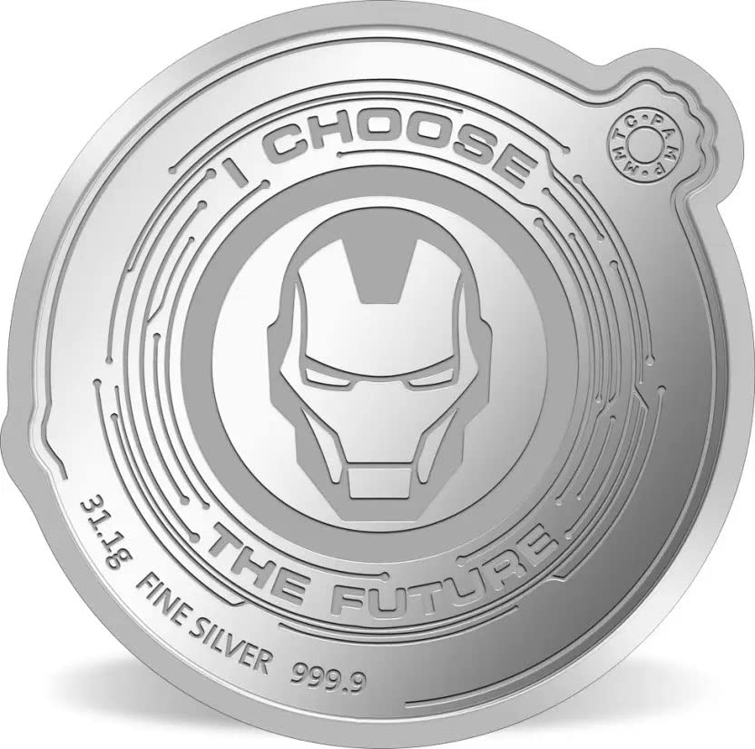 2023 De Marvel Pamp Powercoin Iron Man Marvel 1 oz Medalha de prata Eu escolho o futuro Bu Brilliant Uncirculated