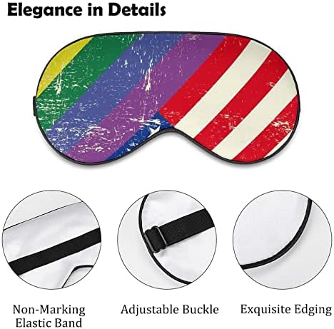 Bandeira gay mista com bandeira americana estampada máscara de olho máscara macia para os olhos com cinta ajustável Eyeshade
