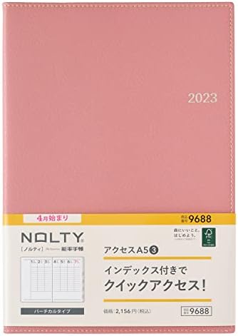 Noritsu Nolty 9682 Acesso semanal 1 Planejador, começa em abril de 2023, tamanho A5, laranja