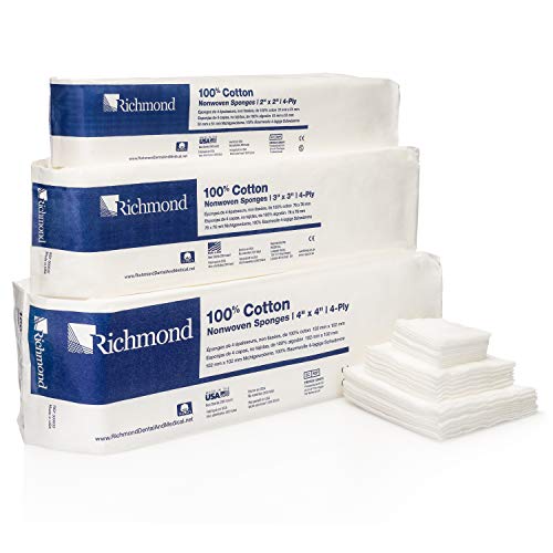 Richmond Dental & Medical 300633-CS 4 x 4 algodão não tecido, 4-PLY
