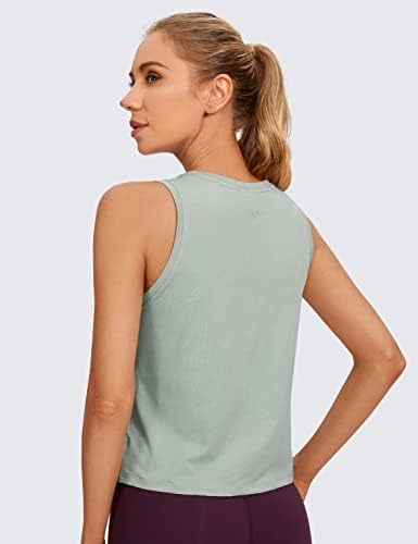 Crz Yoga Pima algodão cortado Tampo de tanques para mulheres Tops Tops de colheita de pescoço alto Camisetas de ginástica atlética sem mangas do pescoço