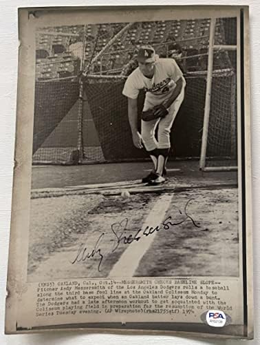 Andy Messersmith assinou autografado vintage brilho 8x10 AP Wire Photo Los Angeles Dodgers - PSA/DNA autenticado