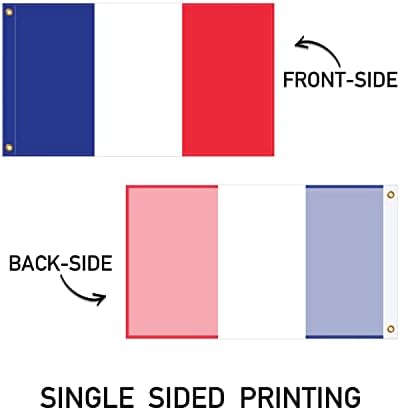 Banner Buzz Torne o tecido visível da bandeira da França 90 GSM - Cores leves, brilhantes e vivas, ilhós de latão