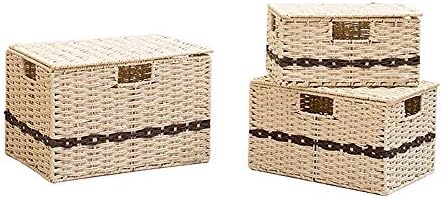 Bins de armazenamento UXZDX Conjunto, cubo de caixa de armazenamento dobrável com tampas e lida