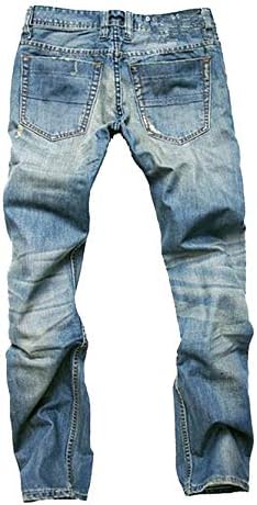 Jeans de jeans angustiados vintage dos homens, buracos retrô de calça jeans de jeans lavados