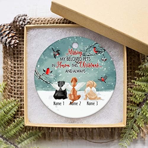 Senhorita meus amados animais de estimação no céu Ornamento - Ornamento de cães Memorial personalizado com nome - Presente memorial para animais de estimação para animais de estimação - ornamento de animal de estimação para amante de animais de estimação - presente de perda de animais de