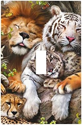 Floresta Besta Jungle Animais Cheetah 1 Placa de Luz de Luz de Gangues Decorativa Toggle Placa de Parede Placa Elétrica Placa de Interrupção Elétrica Para Adolescentes Decoração dos Crianças Decorar 5 x 3