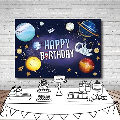 Cenário de 5x3 pés de espaço para meninos tema de espaço sideral de feliz aniversário banner de galáxia astronauta decorações de festa