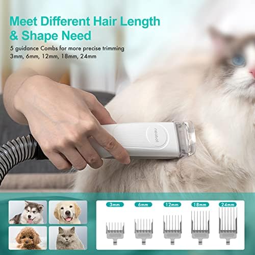NEABOT P1 Pro Pet Grooming Kit & Vacuum Sucção 99% Cabelo de estimação, cortadores profissionais de higiene com 5