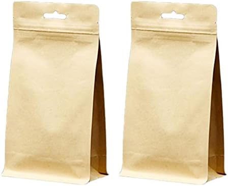 Sacos de papel marrom hemoton 10pcs kraft stand up bolsas reutilizáveis ​​saco de armazenamento de alimentos para biscoitos