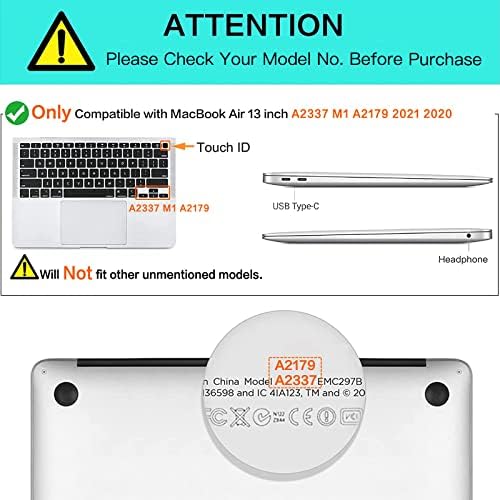 Mosis Ultra Thin TPU Tecla de teclado Somente compatível com MacBook Air 13 polegadas 2021 2020 Liberação A2337 M1 A2179 Retina Display com teclado de retroilumação de identificação de toque, Protetor de pele suave, transparente transparente