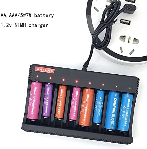 USB AA/AAA No. 5 Carregador de bateria No. 7 1,2V Níquel-metal-metal Níquel-cádmio Bateria de bateria de oito slot Smart Turn Light Light