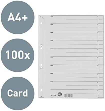 LEITZ A4 Divisor de cartões com pacote cinza dos ilhos de 100
