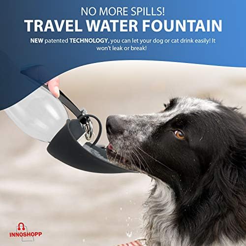 Garrafa de água para cães - dispensador de água portátil de viagem, incluindo carabiner e dispensador de bolsa de resíduos - prova de vazamento e cães grátis para caminhar, fazer caminhadas e viajar por inoshopp