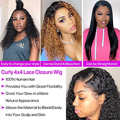 Essvigante Wave Curly HD Transparente Wigs Front Wigs Humanos Humanos 4x4 Wig de fechamento de renda para a mulher negra Brasileiro