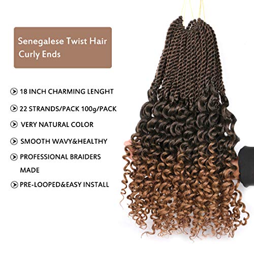 5 pacotes/lote senegalês torção crochê tranças de cabelo encaracoladas Extensão de cabelo sintético Kanekalon Curly Crochet Twist Braiding Hair