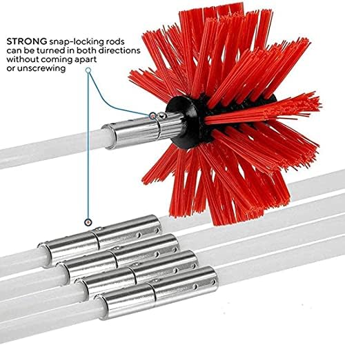 Pincel de limpeza de ventilação QDY -Dryer, removedor de fiapos, escovas de chaminé com lareira com 6/9/12/15 hastes, cabeça de escova sintética, use com ou sem uma broca de energia, 410mm, 15 hastes