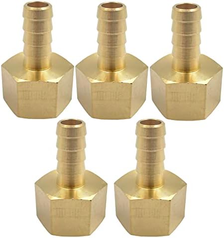 5pcs 3/8 '' Barb x 1/2 '' NPT Feminino Adaptador de Barb de Mangueira de Brass, Brass Conectamento Rico Feminino NPT