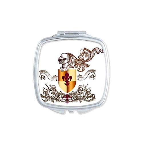 Cavaleiros medievais da Europa Armadura emblema espelho portátil compacto maquiagem de bolso de dupla face vidro