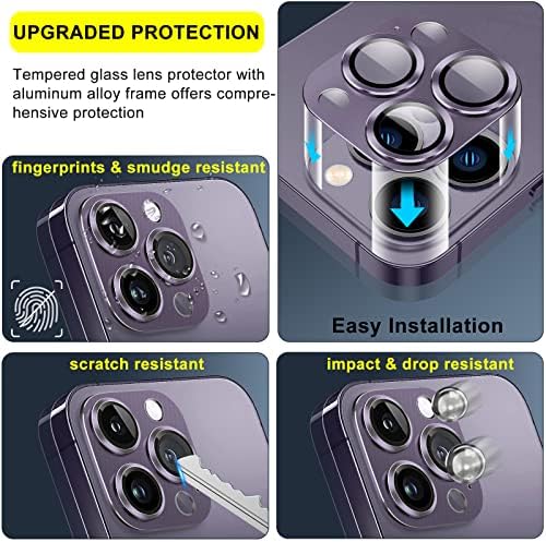 [2 pacote] Protetor de lente da câmera compatível com iPhone 13/iPhone 14 Temperado Glass Ultra Clear Clarity lente traseiro
