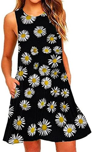 Vestidos de verão femininos de KCJGIKPOK, Floral Print Crewneck Camisole Swing Cover Up Beach Tank Sundress Dresses Teen Summer