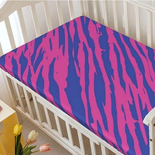 Folha de berço com tema rosa da zebra, lençóis de berço de berço padrão, lençóis de cama macios e respiráveis ​​para meninos ou