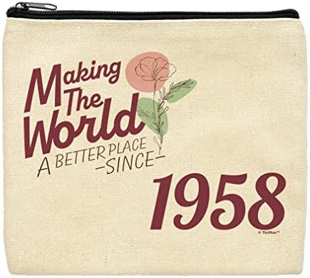 Presentes de aniversário de 65 anos para mulheres que tornam o mundo um lugar melhor desde 1958 Bolsa de acessórios de maquiagem