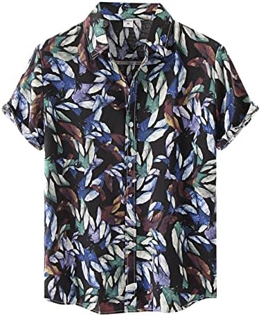 Camisetas masculinas masculino de manga curta camisa masculina tops de camisa havaí para homens botões florais para baixo