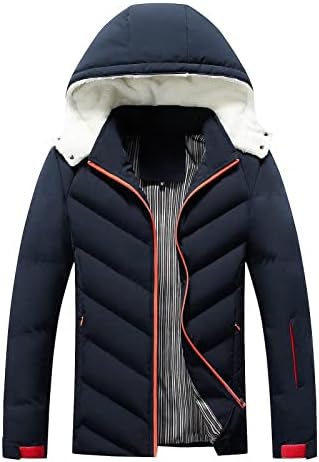 Badhub Men's Winter Puffer Jacket Chifke Winter Casat Full Zipper quente Jaqueta acolchoada que fora de roupas com capuz de pele macia