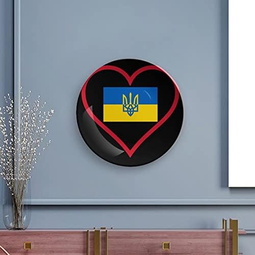Eu amo o uso de pratos decorativos de placas decorativas do BONE RED CORAÇÃO Ucraniano com Display Stand for Home Office