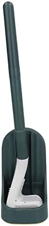 Escovas de vaso sanitário de silicone com base, alça longa ferramenta de limpeza de escova de vaso sanitário 001 tipo verde montado