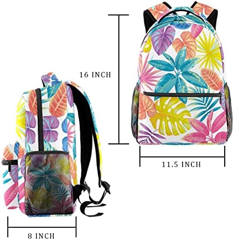 Mochila de laptop Adamion para mulheres folhas coloridas de folhas casuais casuais, Bolsa de Livro da Escola de