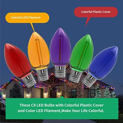 C9 Substituição LED LUZ DE NATAL, C9 Bulbos LED à prova de quebra para luzes de cordas ao ar livre de Natal, base intermediária