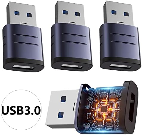 Adaptador USB para USB C 4PACK USB3.0 Conversor de cabo de transferência de dados de alta velocidade Tipo C Conversor de carregador