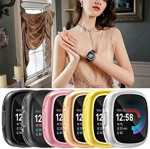 Case Wugongyan Compatível com Fitbit Versa 4 / Fitbit Sense 2 Caso de protetor de tela Soft tpu slim tampa protetora resistente ao pára -choques smartwatch capa