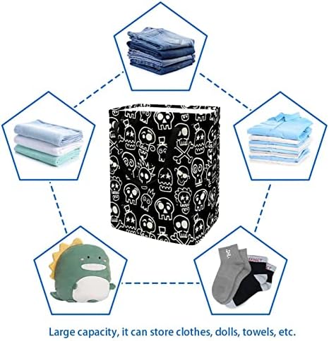 Crânios de Horrro Padrão Imprimir cesto de roupas dobráveis, cestas de lavanderia à prova d'água 60l Lavagem de roupas de roupas de roupas para o dormitório para o dormitório