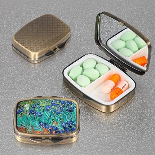 Caixa de comprimidos da caixa de comprimidos Dynippy com espelho Retro Pocket 2 Compartamento Caso de Medicina Casa de Vitamina Organizador