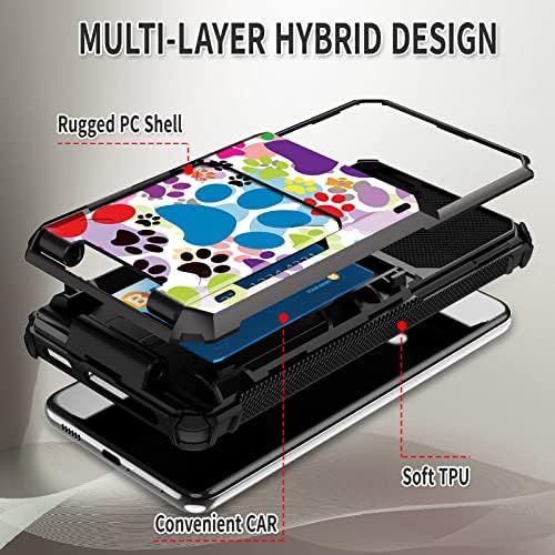 Fuyocwe para Samsung Galaxy S21 FE Caixa da carteira de 5 cards Design multicolor de capa de capa de cão de cães Print,