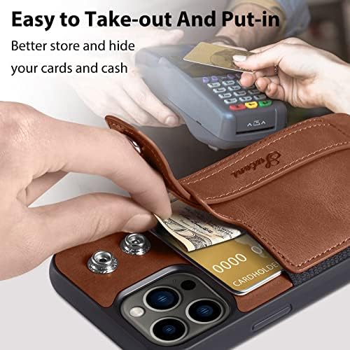Faomsebs iPhone 14 Pro Max Case carteira com suporte de alça para o dedo da mão, capa de carteira de couro sutil de luxo com
