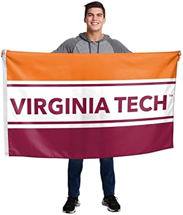 NCAA Virginia Tech Hokies Unissex Dupla lados 3 'x 5' logotipo da equipe horizontal, horizontal 3 'x 5', tamanho único