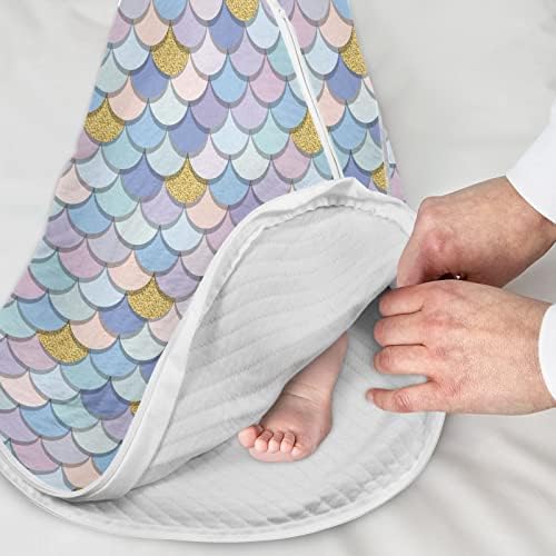 Vvfelixl Sack Sack para bebês recém -nascidos - Mermaid Scales Baby vestível cobertor - Swaddle Transition Sleeping
