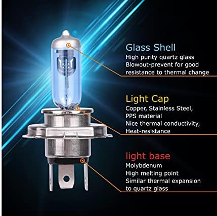 Sinoparcel H4/9003 Halogen High e baixo farol de feixe, 150% a mais substituição do brilho para a lâmpada padrão