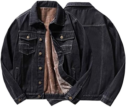 Jaquetas de jeans xzhdd para homens, inverno espessado e quente casaco casual casual lã de lã de pelúcia com bolsos múltiplos
