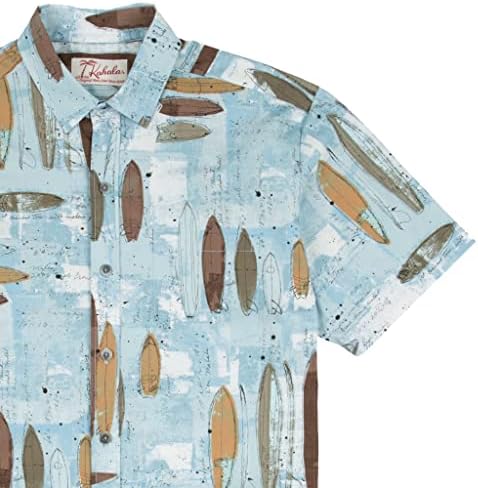 Kahala Men's Men's Fit Short Sleeve Cotton Hawaiian Print Aloha camisa